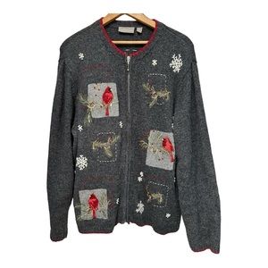 Croft & Barrow, Vintage Sweater, Cardinals, Full-Zip, Long Sleeve, Women's XL